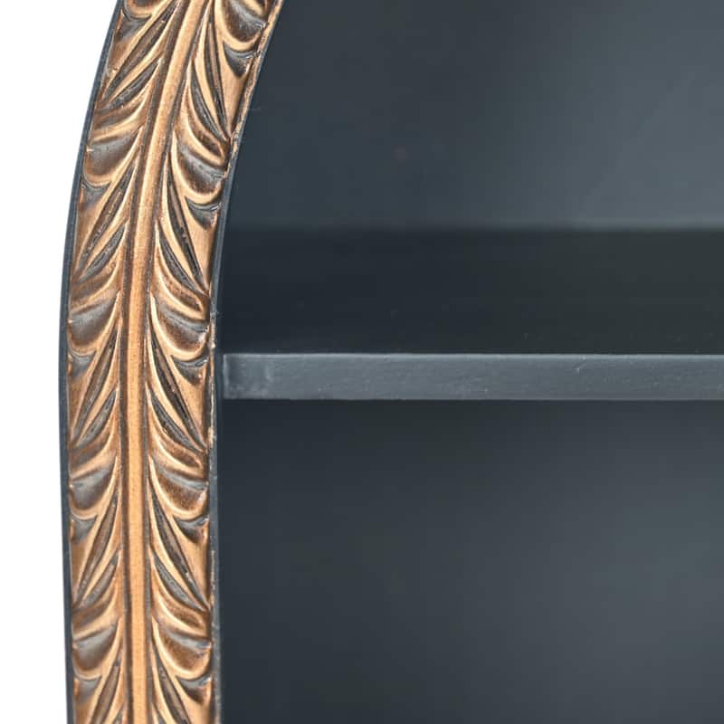Mireza Ornate Framed Black & Gold 3 Tier Wooden Wall Shelf