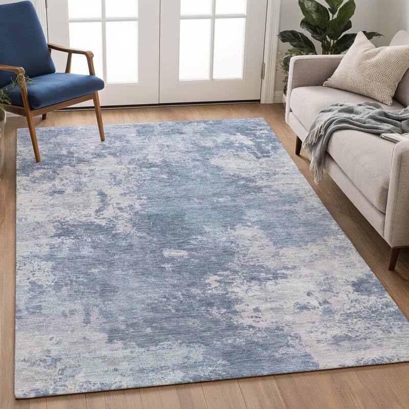 Machine Washable Indoor/ Outdoor Chic Modern Chantille Rug