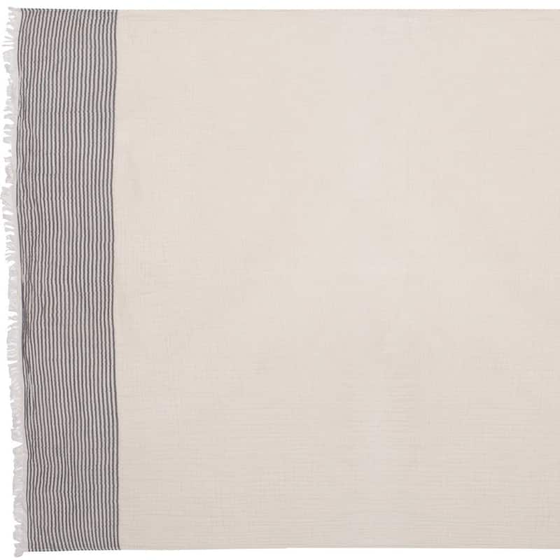 HomeRoots 47" X 60" Gray and Ivory Cotton Woven Striped Throw Blanket with Fringe