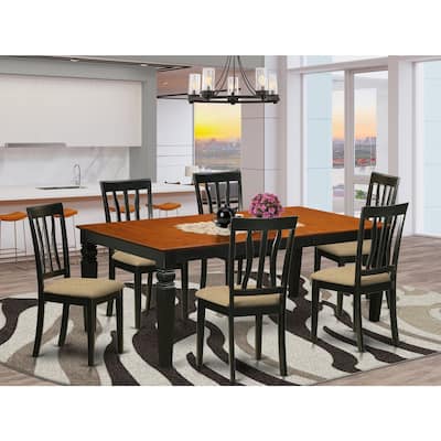 Medieval Dining Table Set - 9 Piece Kitchen Table & Chair Set - Black Finish - HomeStock