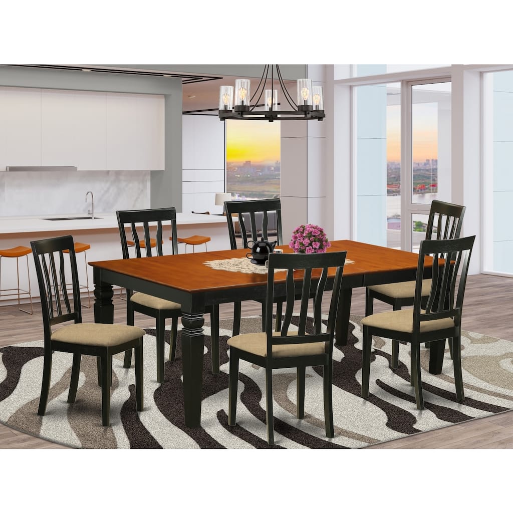 Medieval Dining Table Set - 9 Piece Kitchen Table & Chair Set - Black Finish - HomeStock