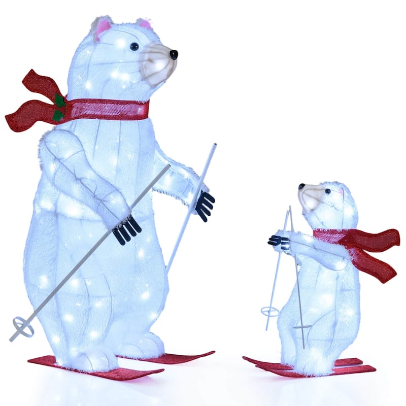 Costway 2 Pcs Animated Skiing Polar Bears with Skiing Motion & 160 - as pic shows - See Details