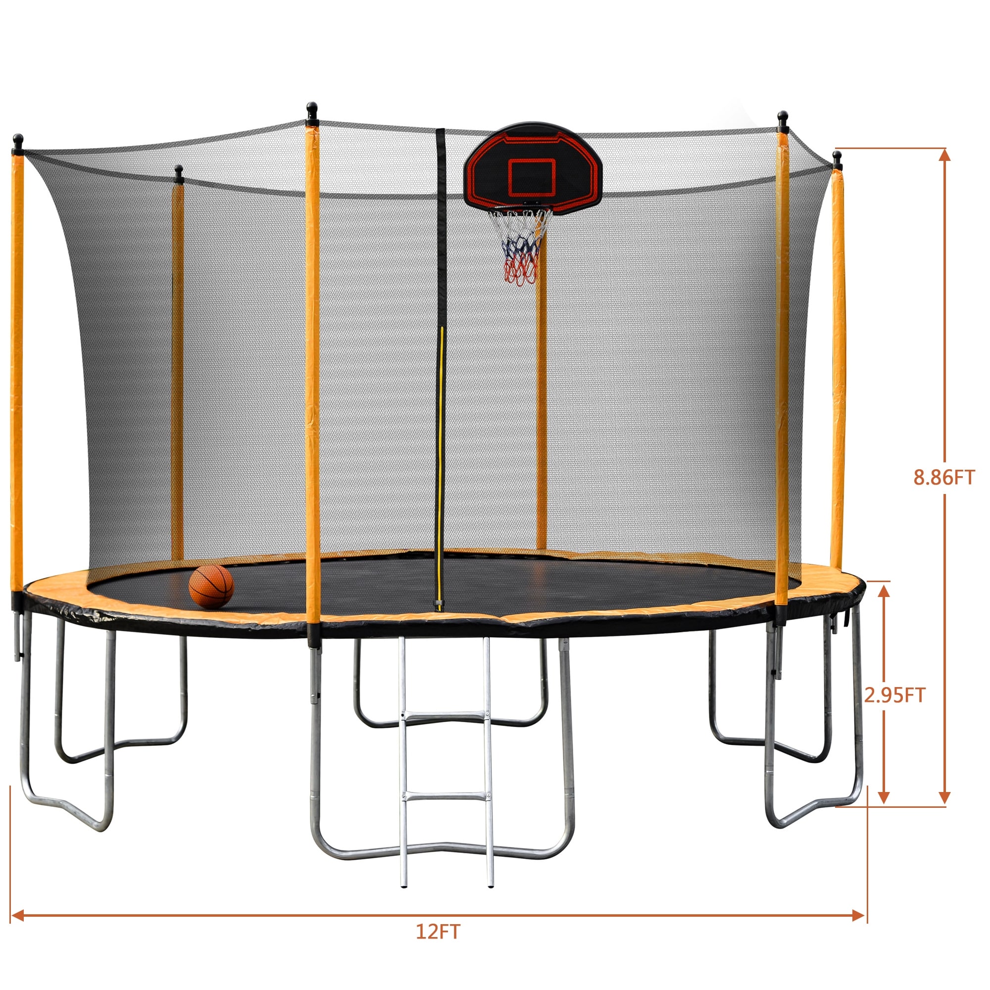 12ft trampoline with basketball hoop clearance