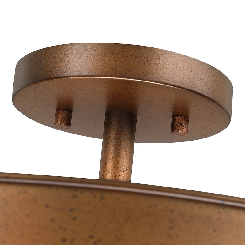 Artisan 3-Light Antique Bronze Drum Semi-Flush Mount Ceiling Light - 16 in. W