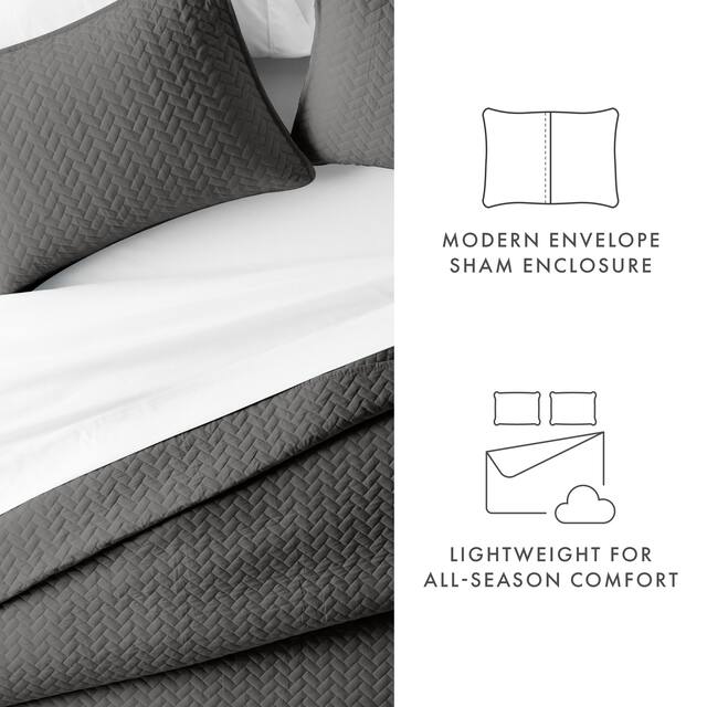 Soft Essentials Quilted Herringbone Coverlet Set