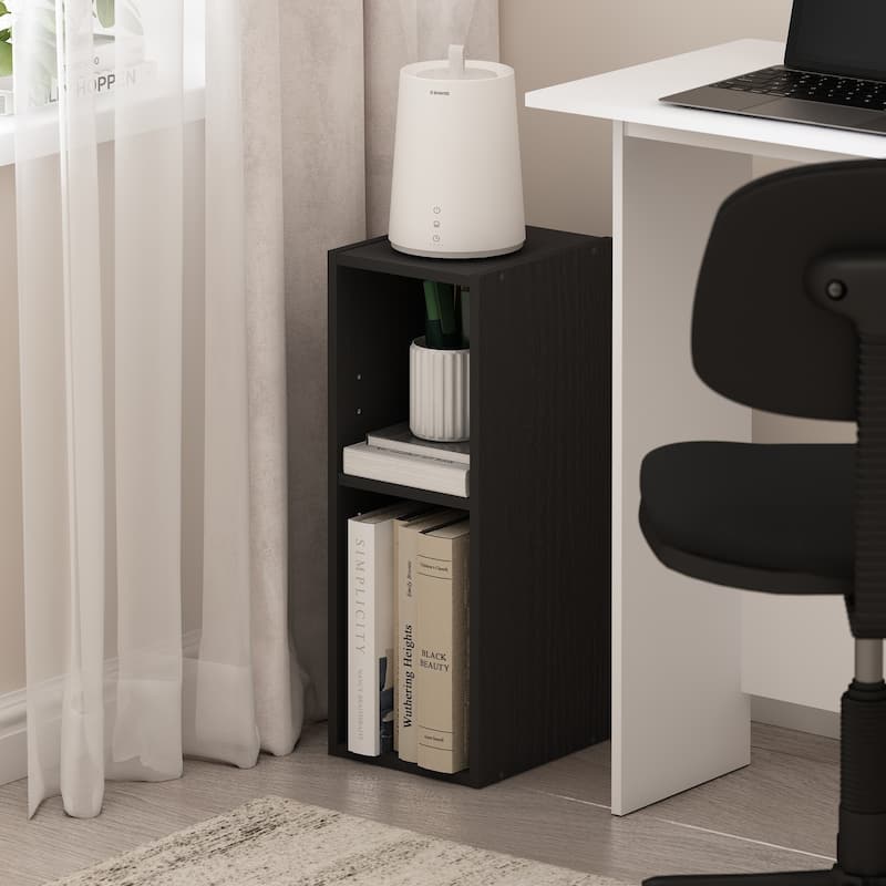 21.18 in. Tall Blackwood Wood 2-Shelf Bookcase