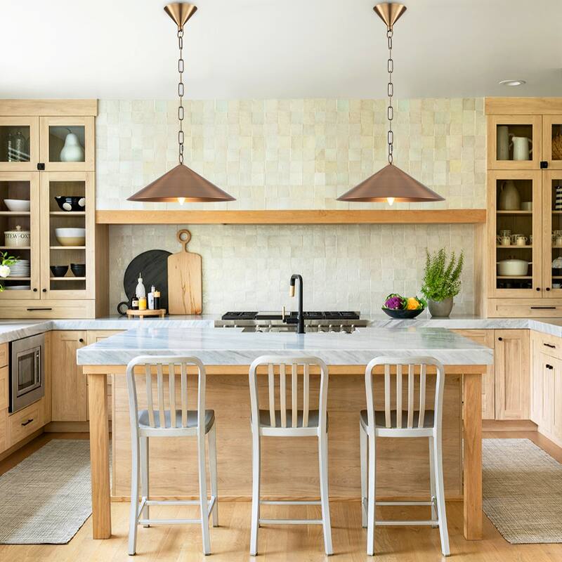 14.8-in 1 Light Anti Bronze Cone Metal Pendant Light Hanging Lighting - 14.76 inch