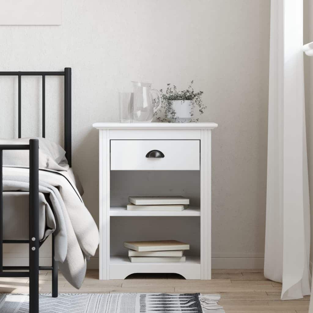vidaXL Cabinet Nightstand End Side Table with Drawer BODO Solid Wood Pine