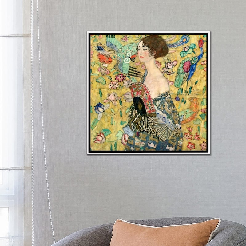 iCanvas "Lady with a Fan" by Gustav Klimt Framed Canvas Print
