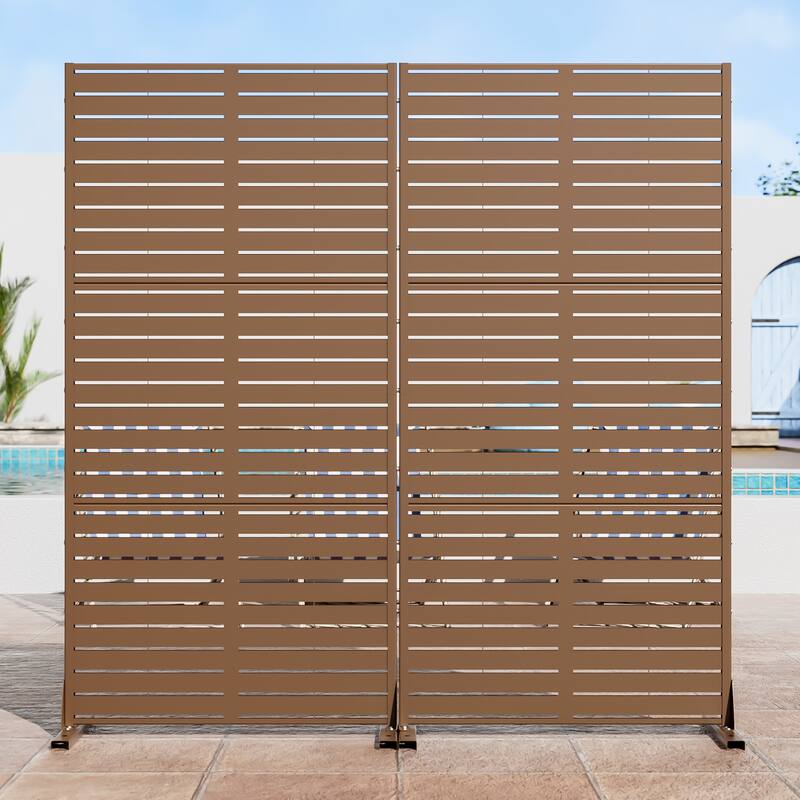 Outdoor Privacy Screen with Stand for Patio Garden Metal Fence Set of 2