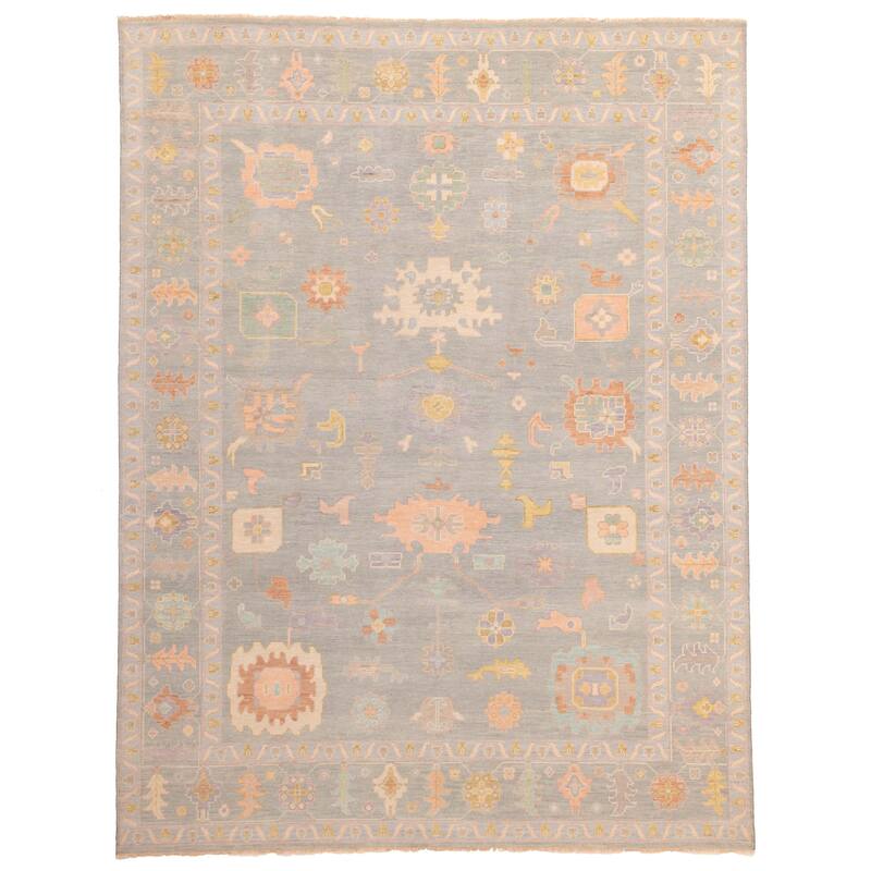 ECARPETGALLERY Hand-knotted Modern Oushak Sage Wool Rug - 8'11 x 11'9