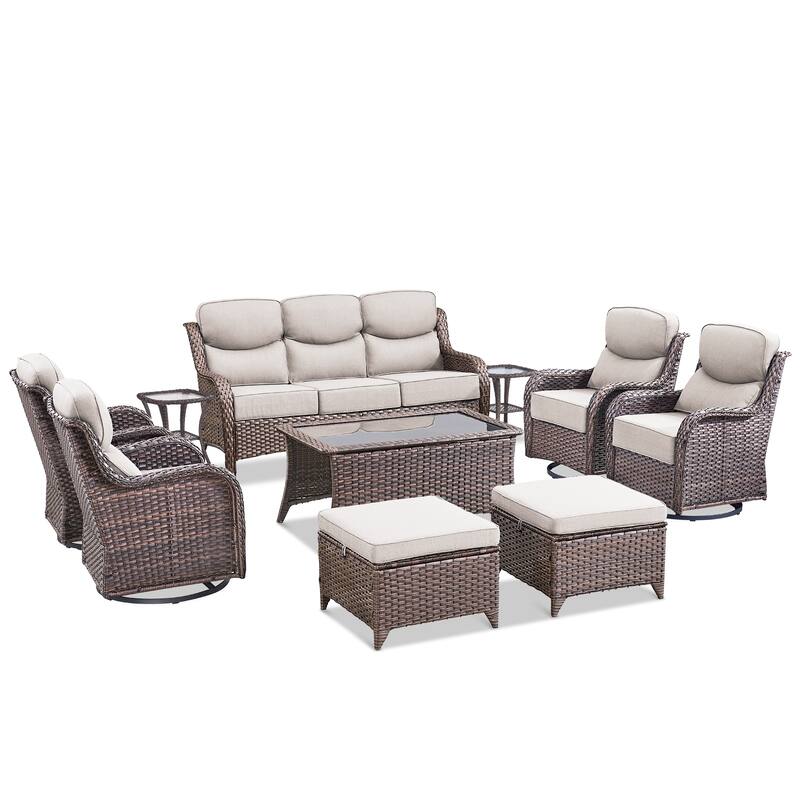 Pocassy Outdoor Sofa Patio Swivel Chairs Sets