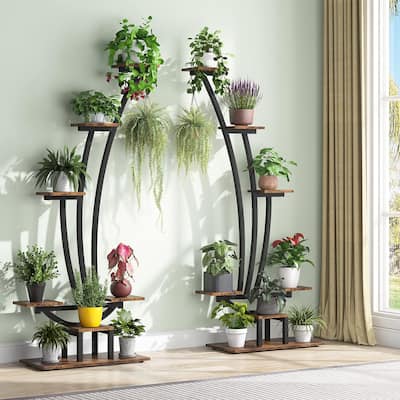 6-tier 2-piece Tall Plant Stand Shelf for Indoor Home Garden