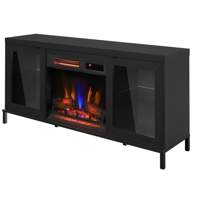 duraflame® Electric Fireplace TV Stand with Modern LED Lights and Storage, Black