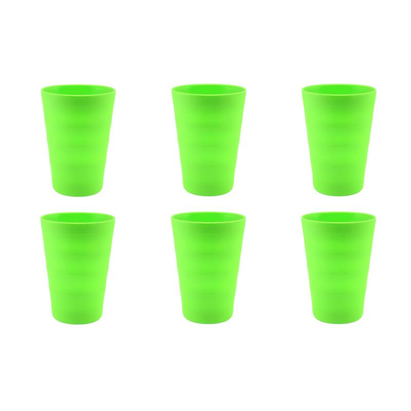 Break-Resistant Plastic Cups 12oz, Reusable Design - Set of 6 - Green