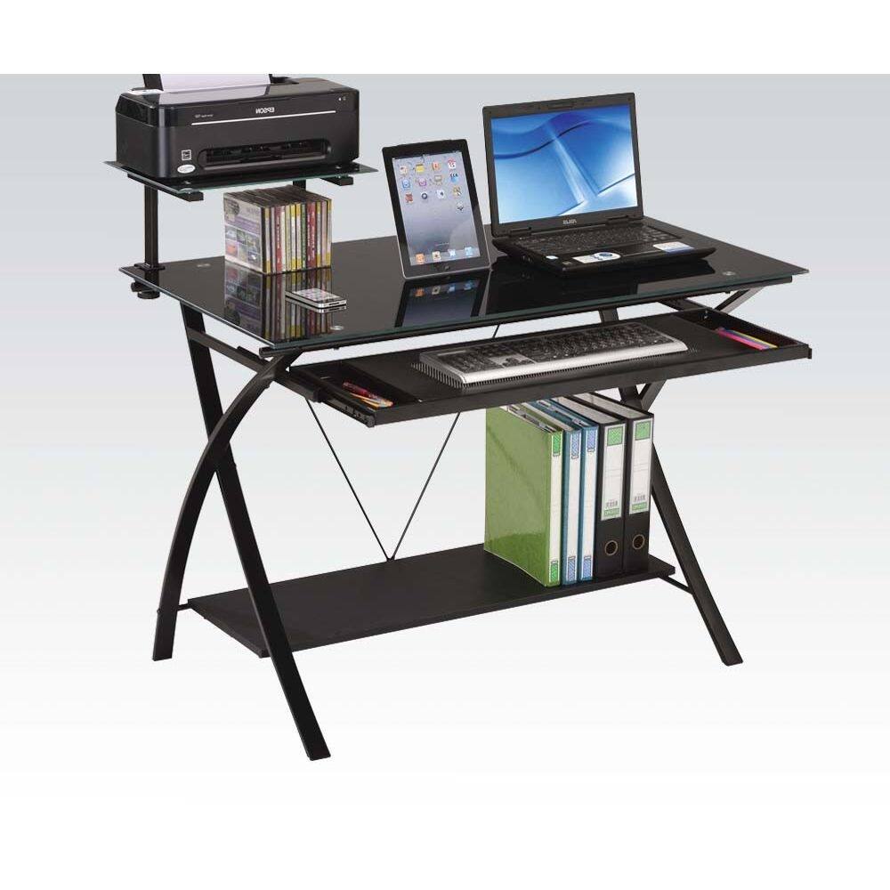 X -Shaped Metal Tubing , Features a Roll Out Keyboard Tray with Side Compartments