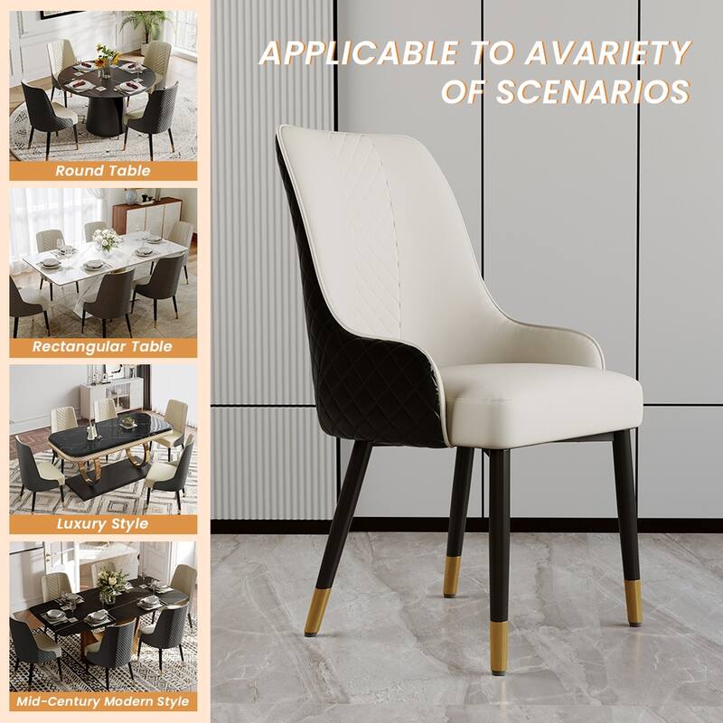 Kuna Mid-Century Faux Leather Dining Chair, Metal Legs, Density Sponge