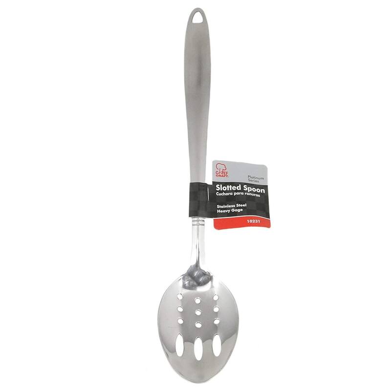 Chef Craft 13" Stainless Steel Slotted Spoon with Attractive Brushed Finish Handle