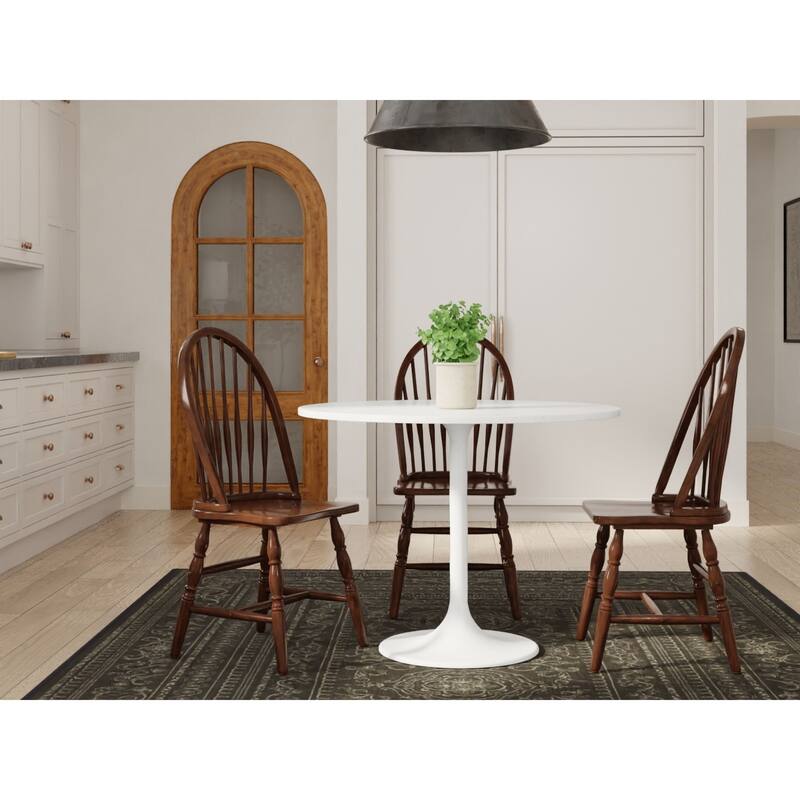 Marble Top Pedestal Dining Table - 36" - White