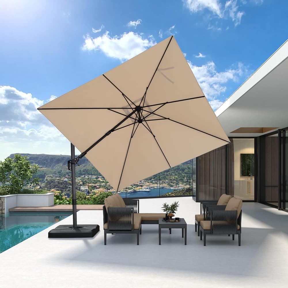 PURPLE LEAF 10 ft Left-right Tilting Patio Cantilever Umbrella with 360-degree Rotation