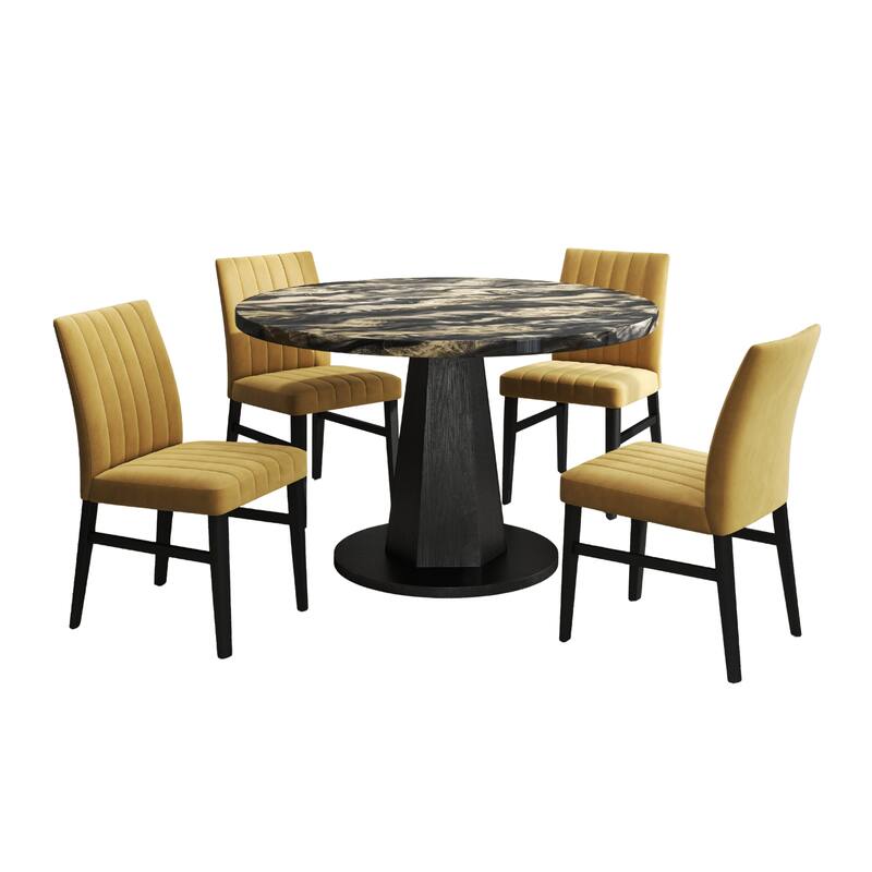 Roundhill Furniture Cavira 5-Piece Round Modern Dining Set