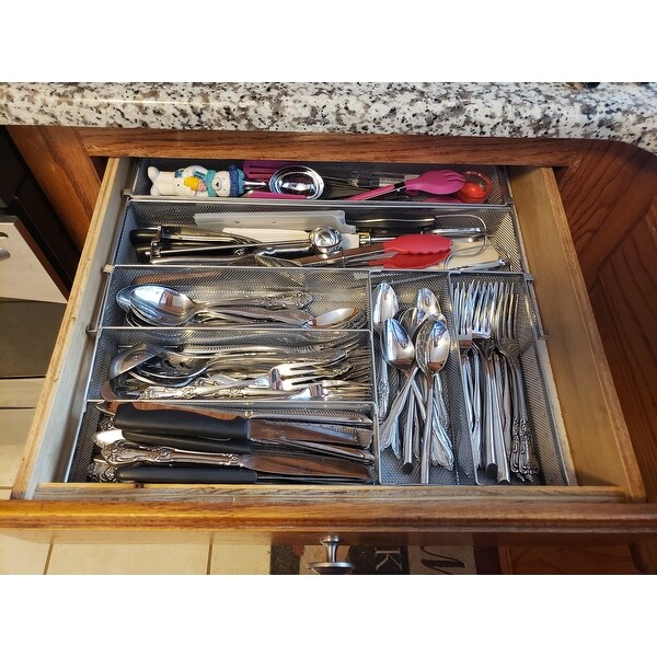 Flatware Drawer Tray for Silverware Office Hedume Kitchen Drawer Organizer Bathroom Expandable Cutlery Drawer Organizer Serving Utensils for Kitchen Flatware Drawer Organizer 