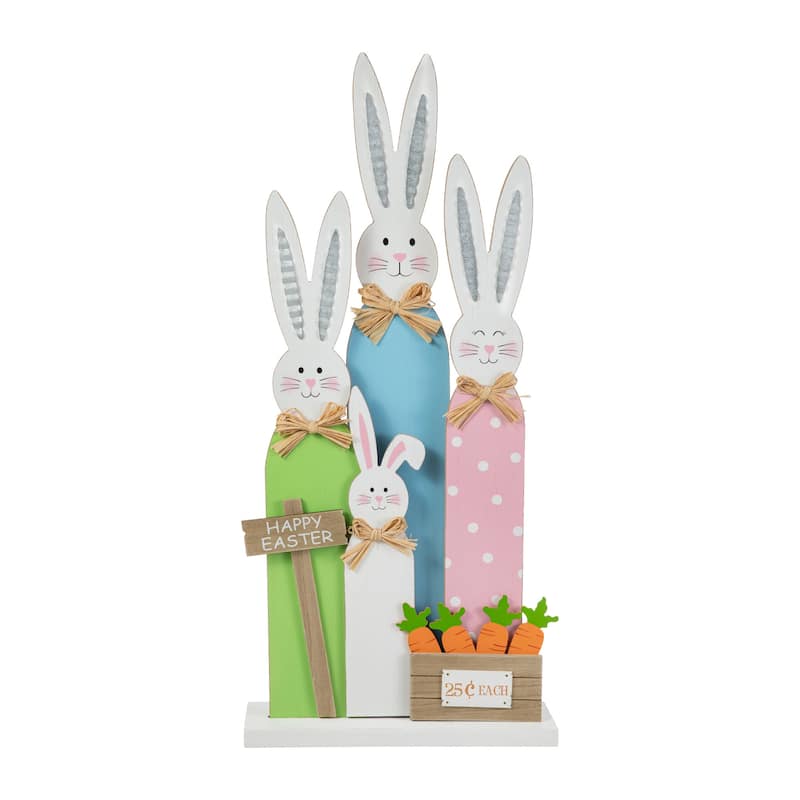 Glitzhome Easter Wooden Bunny Porch Decor Standing Rabbit Sign Decoration