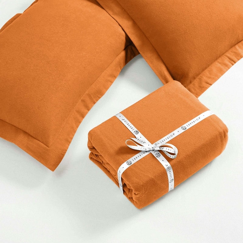 Superior Classic Solid Flannel Cotton Duvet Cover Set
