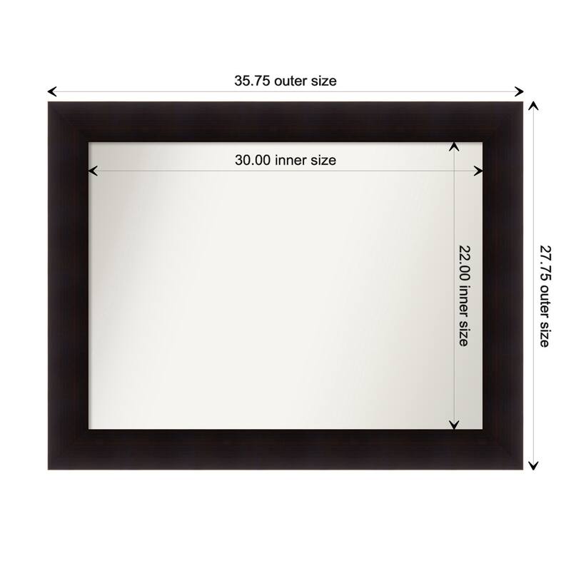 Portico Espresso Framed Non-Beveled Custom Wall Mirror, Bathroom Vanity Mirror - Outer Size: 35.75 x 27.75