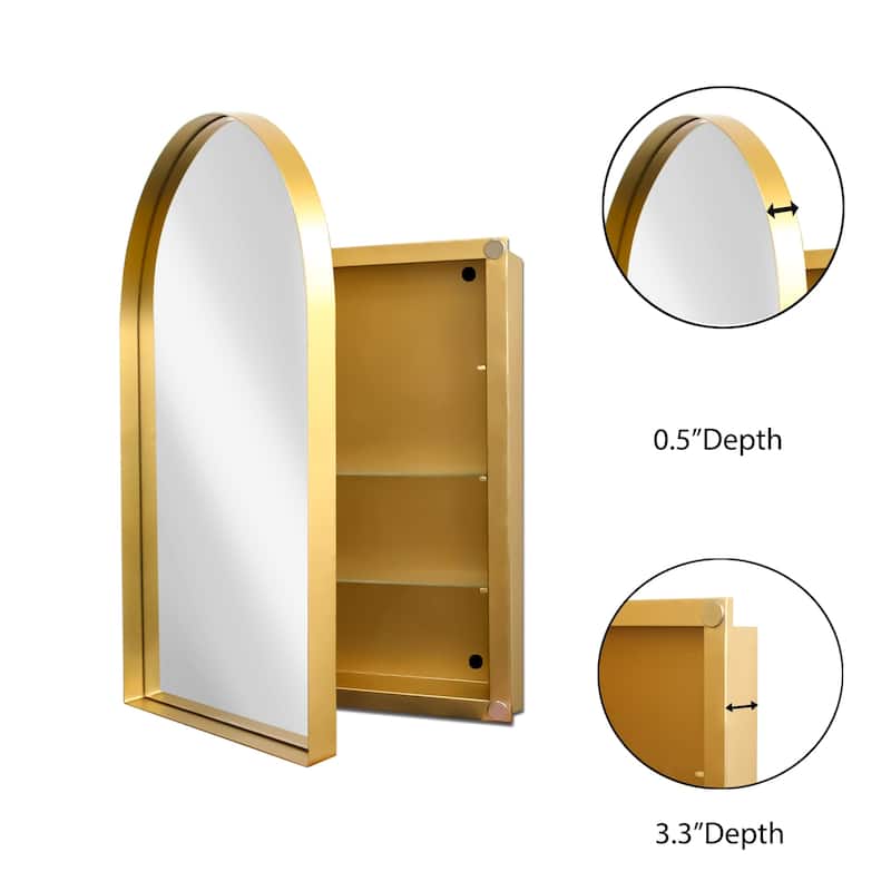 Metal Framed Bathroom Wall Cabinet with Mirror and Adjustable Shelves