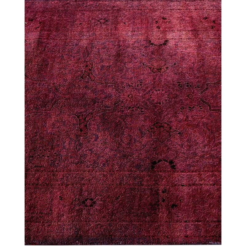 Overton Hand Knotted Wool Vintage Inspired Modern Contemporary Overdyed Purple Runner Rug - 2' 6" x 12' 1"