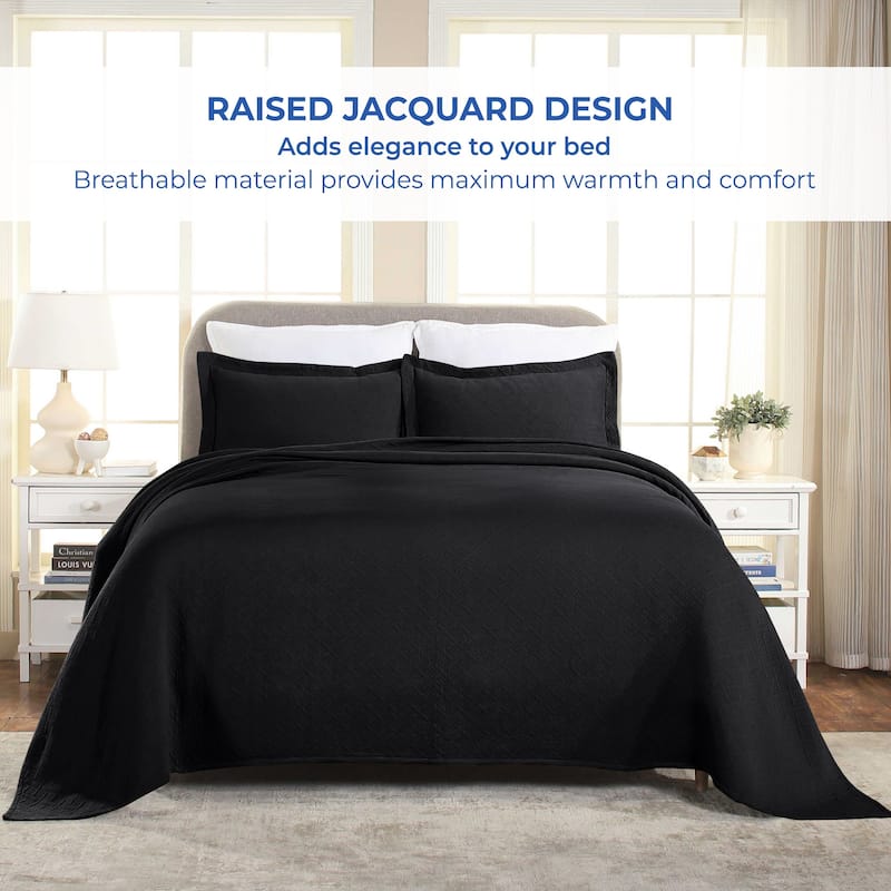Superior Basketweave Cotton Decorative Bedspread Set