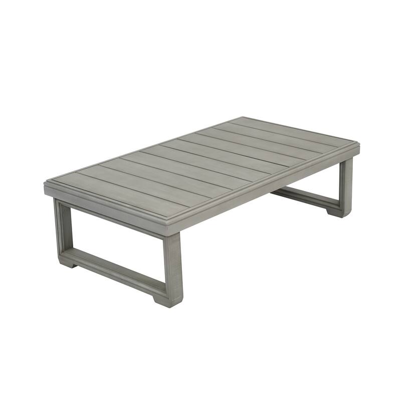 Roomfitters Outdoor Patio Coffee Table with Slatted Wood Design, Weather-Resistant Frame