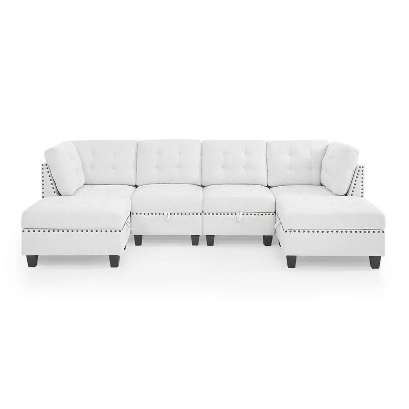 Modular Sectional Sofa Sets with Removable Cushion and Storage Seat