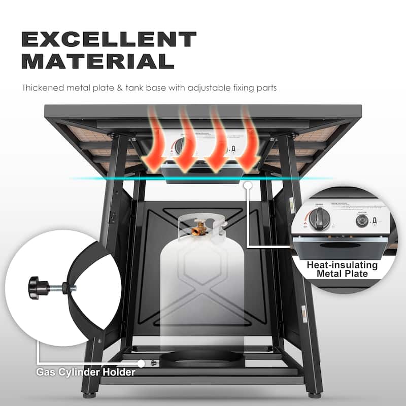 Outdoor 28 Inch 50,000 BTU Propane Gas Fire Pit Table with Cover - 28 inches