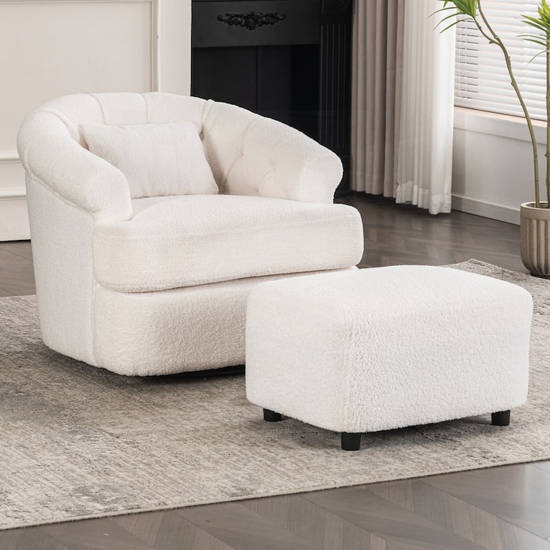 Single Sofa Armchair with Lounge Seat and Ottoman