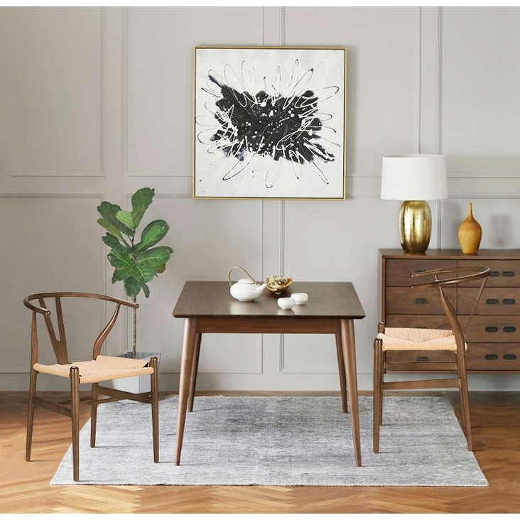 Poly & Bark Solid Wood Frame Weave Dining Chairs (Set of 2)