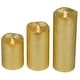 preview thumbnail 4 of 4, LED Brushed Flameless Christmas Pillar Candles - 8" - Gold Finish - Set of 3