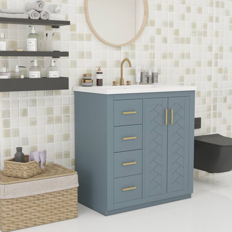 30" Bathroom Vanity with Ceramic Sink