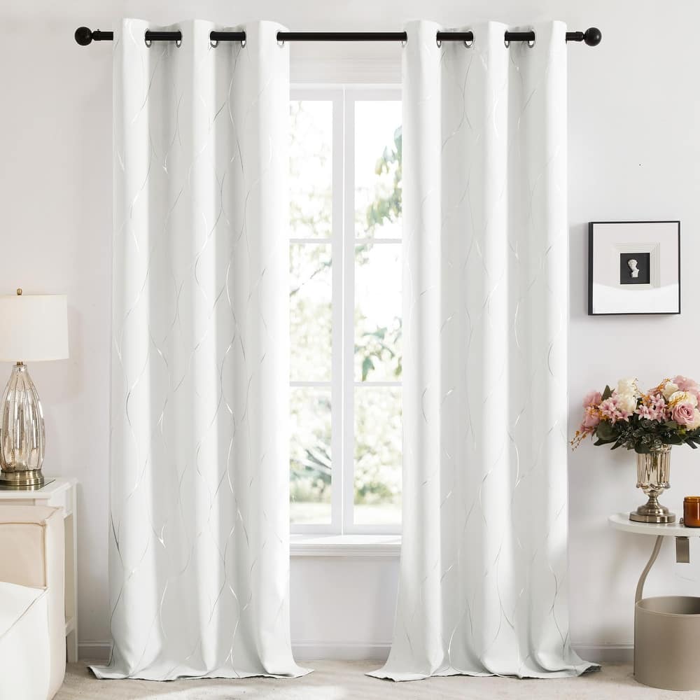 Deconovo Silver Line 42 Width Curtain Panel Pair (2 Panel)