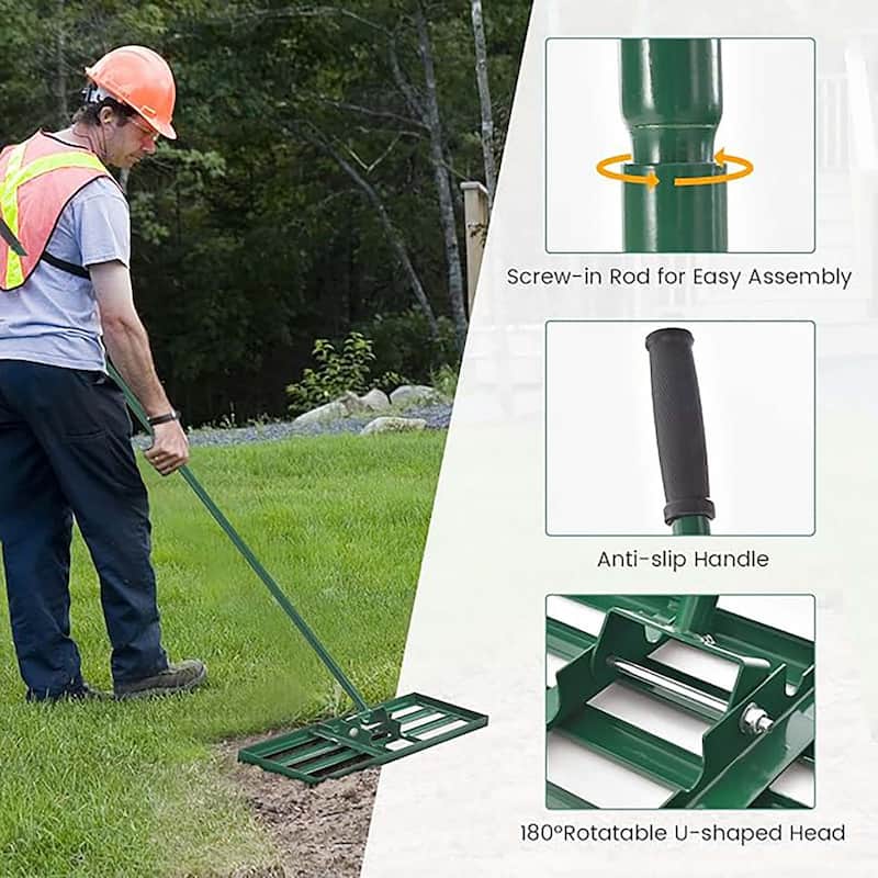 30'' x 10'' Garden Lawn Leveling Rake Heavy Duty Level Lawn Tool