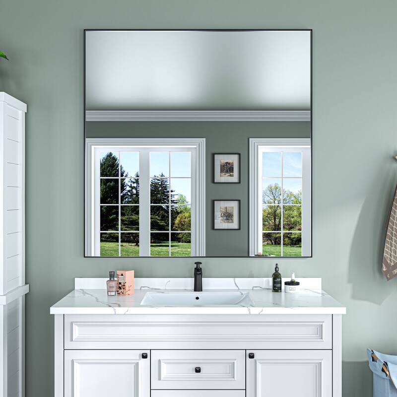 TOOLKISS Aluminum Alloy Round & Right Angle Frame Vanity Mirror