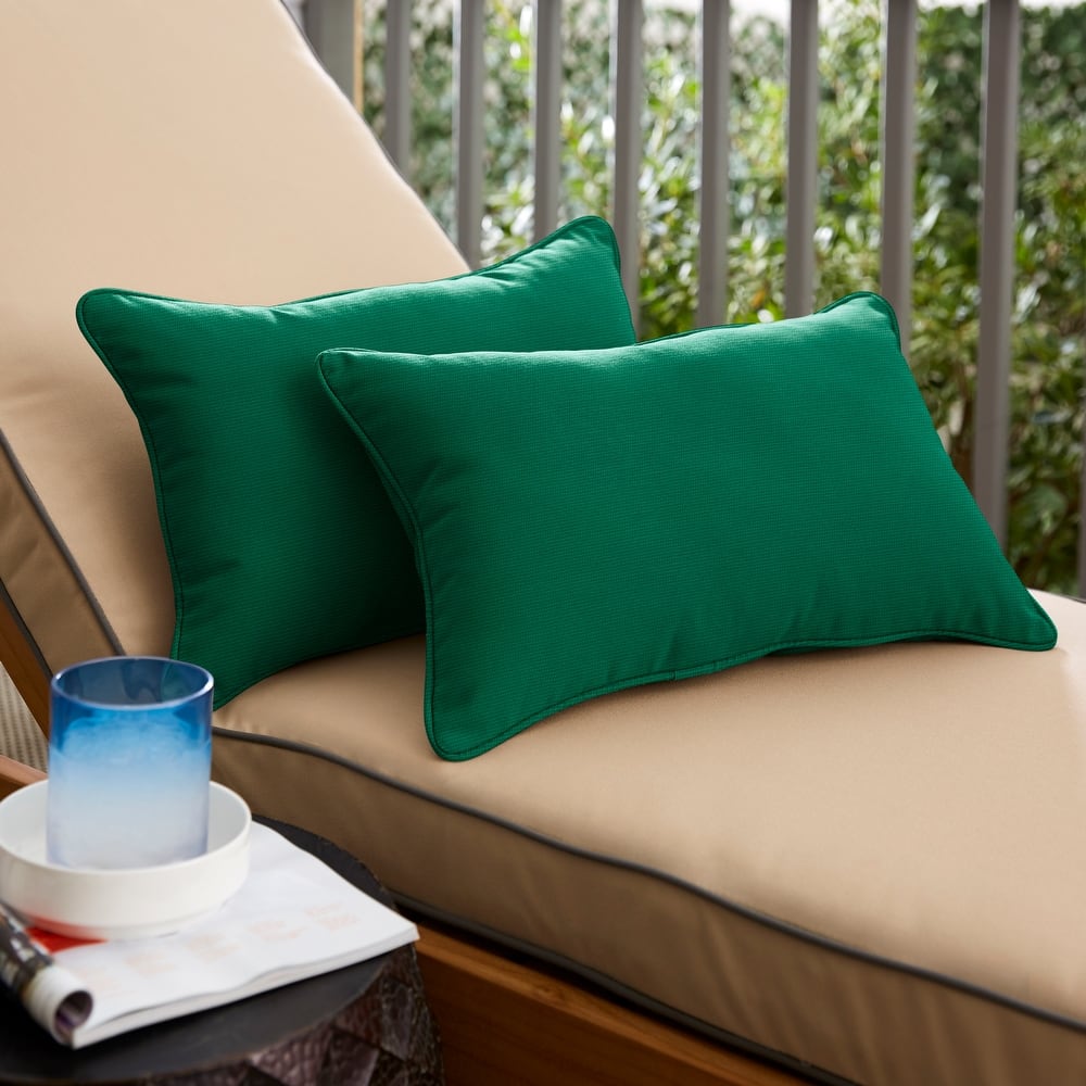 Sunbrella Canvas Teal Corded Indoor/ Outdoor Pillows (Set of 2)