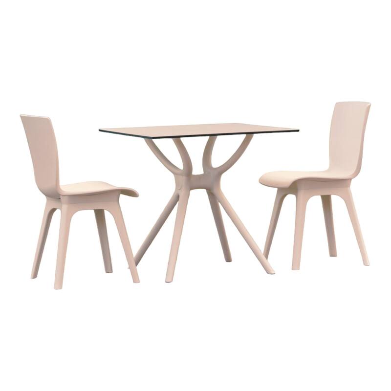 3-Piece White Recyclable Square Outdoor Patio Dining Set 33.5"