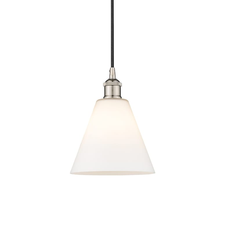Innovations Lighting 616-1P-11-8 Edison Pendant Edison 8" Wide Mini - Polished Nickel / Matte White