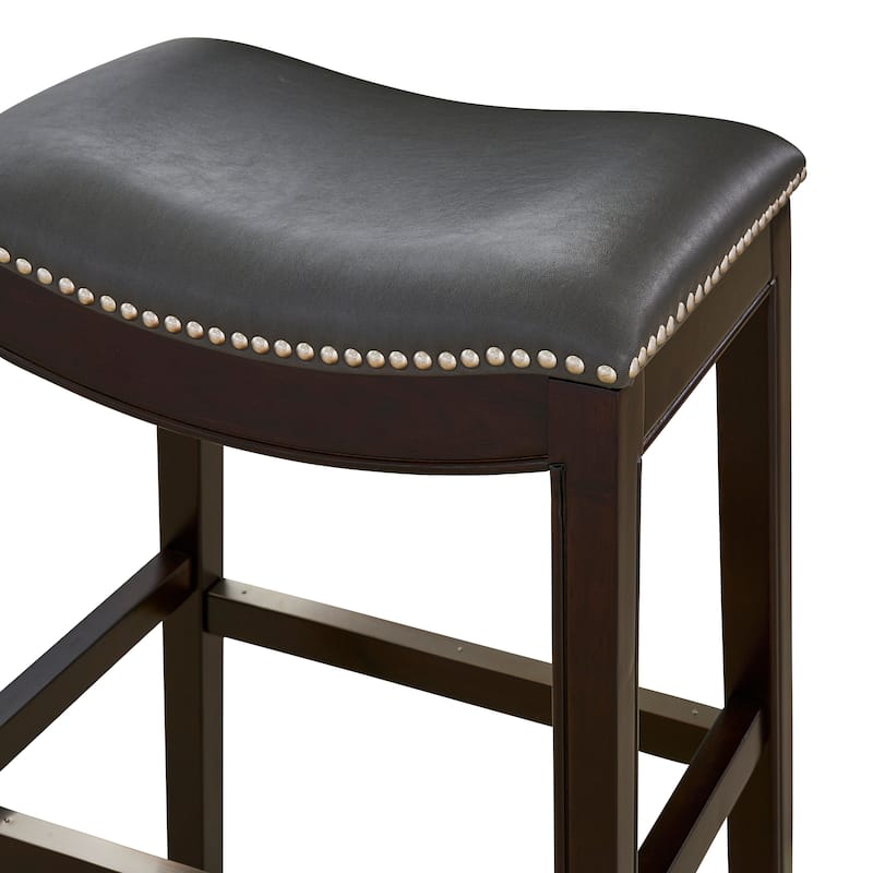 Julian 26" Espresso Counter Height Bar Stool with Gray Faux Leather Seat