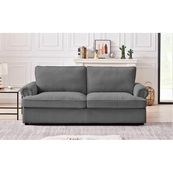 slide 2 of 7, Viviana 76 inch Polyester Round Arm Sleeper Sofa Grey