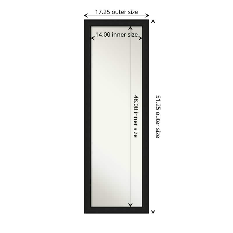Midnight Black Narrow Non-Beveled Wood Framed Full-Length On the Door Mirror - Midnight Black Narrow - Glass Size 14x48