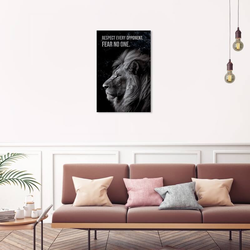 Wynwood Studio Canvas Animals Fear No One Black and Modern & Contemporary Wall Art Canvas Print - Black, White - 30 x 20