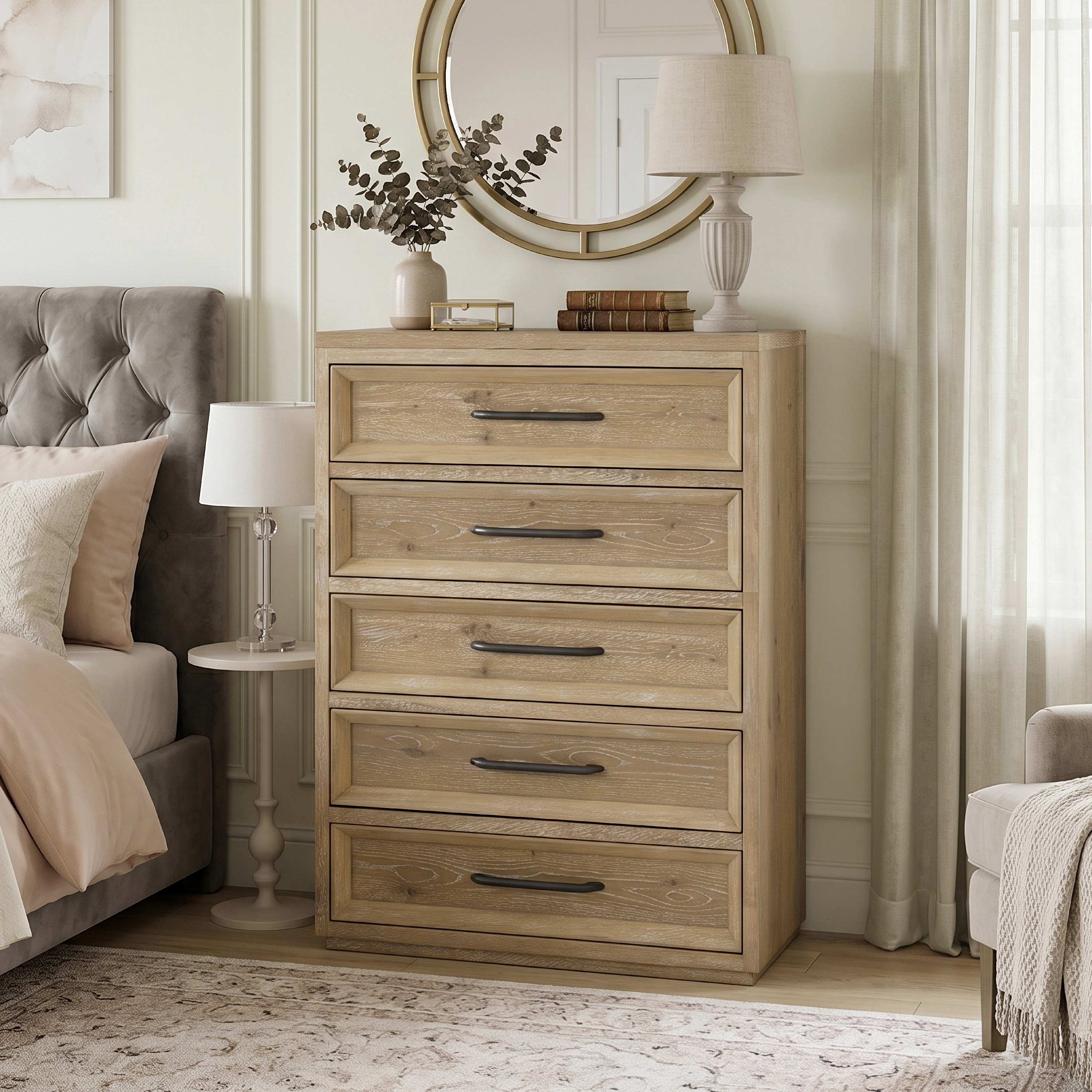 Furniture of America Tupho Natural Wood 5-Drawer Chest